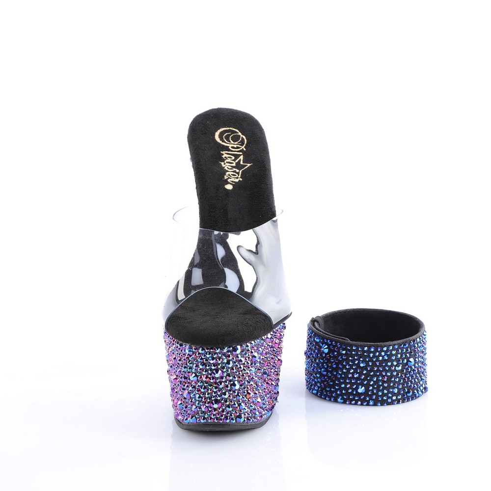 Pleaser - BEJEWELED712MS Ankle strap sandal - Black/Multicolours